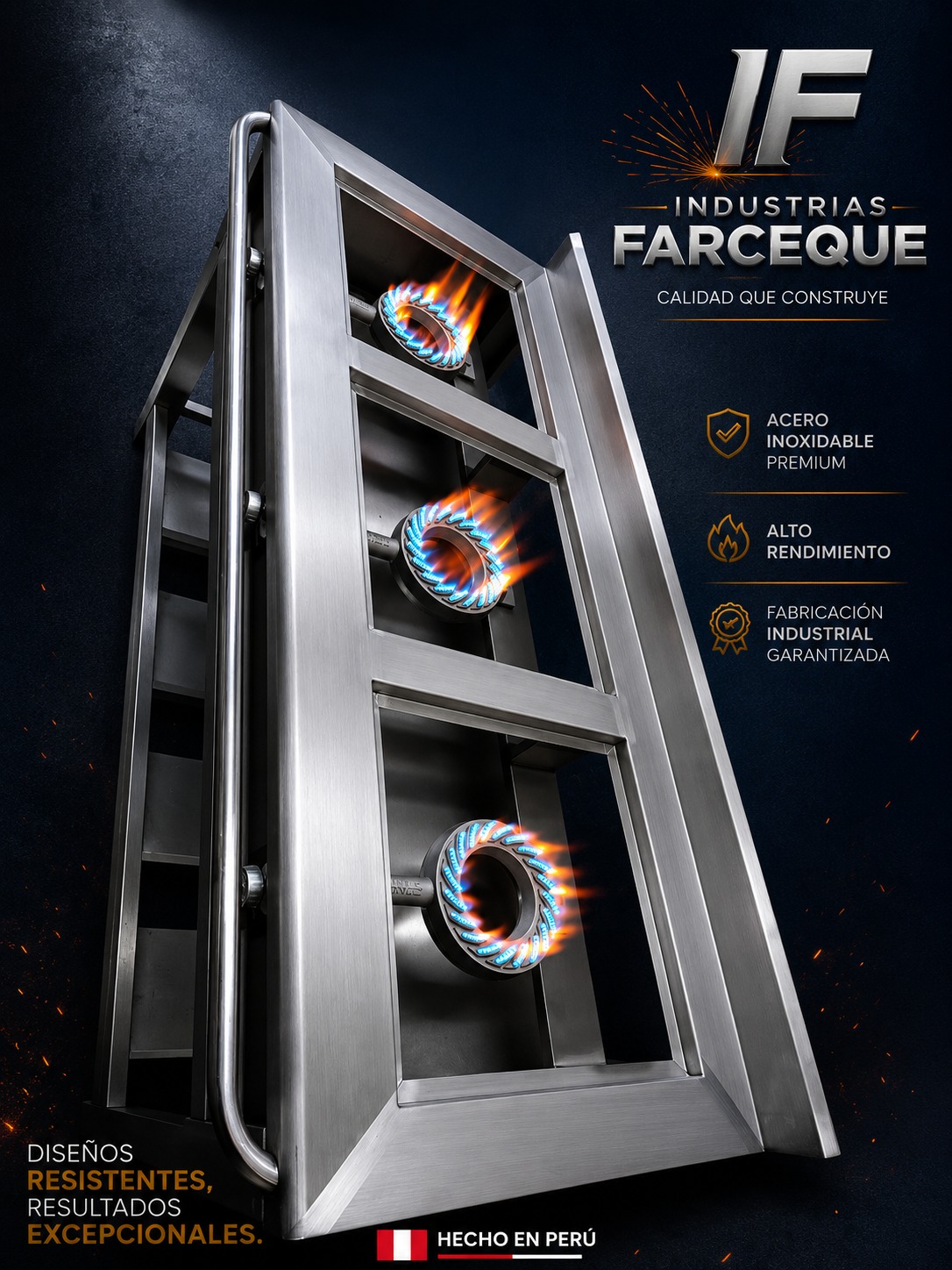 🔥 COCINA INDUSTRIAL DE 3 HORNILLAS EN ACERO INOXIDABLE 🔥